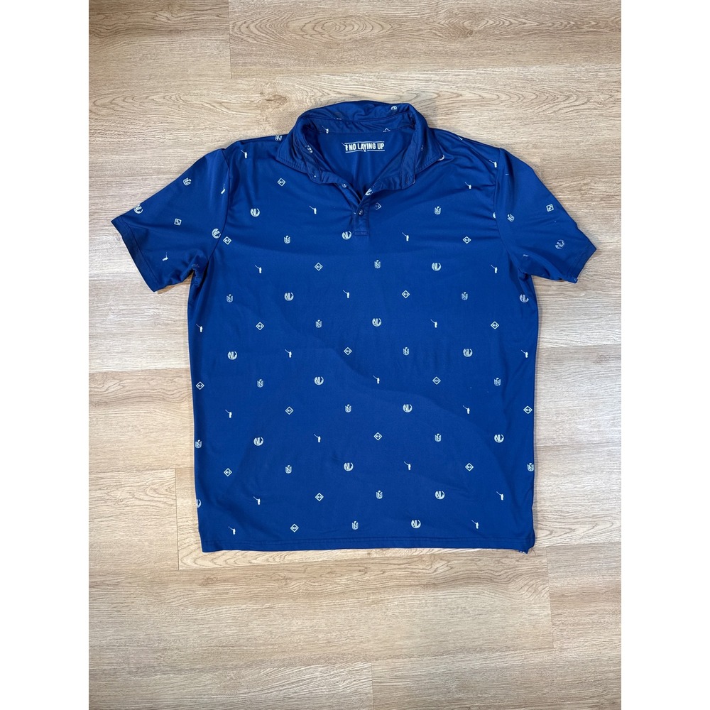 No Laying Up Golf Polo Shirt Mens XL Blue Excellent Short Sleeve Stretch AOP